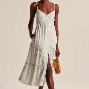 Abercrombie And Fitch Floral Button Up Midi Dress Size XS Tall Blue Green White